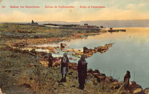 B244 Israel Ruinen von Kapernaum Ureinwohner Vintage Postkarte