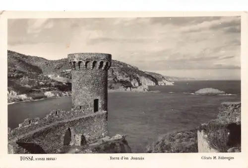 B244 Spanien Tossa Costa Brava Torra d'en Joanas Turm RPPC Vintage Postkarte
