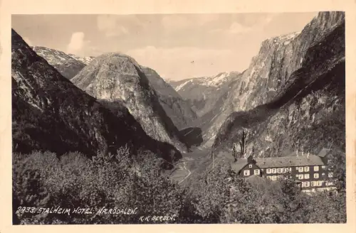 B244 Norwegen 1934 Stalheim Hotel Naeroedalen RPPC Vintage Postkarte
