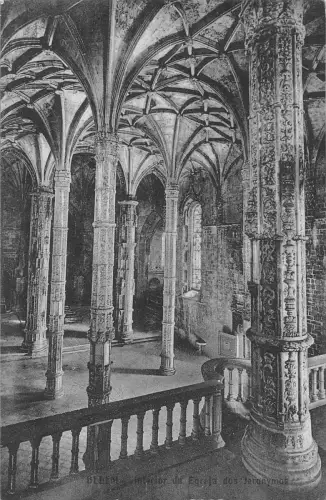 B245 Portugal Belem Interior da Egreja dos Jarenymos Vintage Postkarte