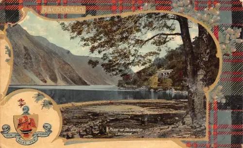 B247 Schottland Pass von Brander Lochawe Macdonald Tartan Passepartout Postkarte