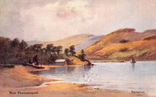 B248 Wales New Penmaenpool Kunst Vintage Postkarte