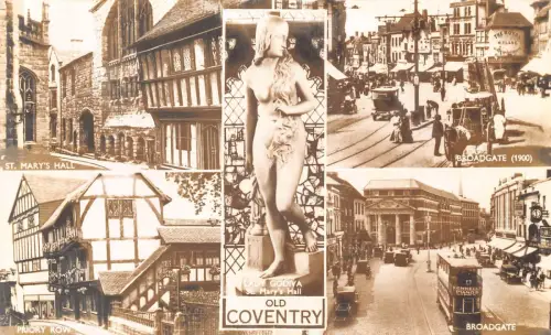 B248 England Old Coventry Double Decker Tram Fennell's Pianos Adv RPPC Postkarte