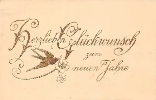 B252 Neujahrsgrüße 1913 Schwalbe Vogel Blumen Postkarte