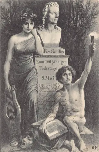 B257 Theaterstücke Schriftsteller 100 Jahre 1905 Friedrich Schiller Leier Schauspieler Postkarte