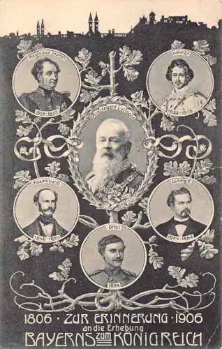 B257 Bayern Königshaus 1906 Jahrestag Prinz Luitpold Stammbaum Postkarte