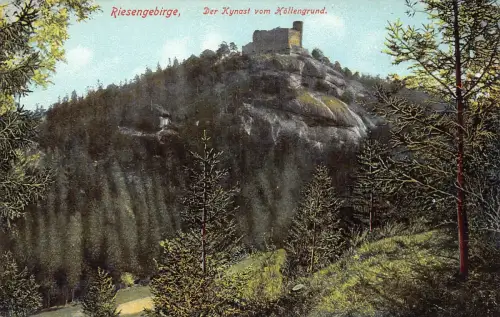 B261 Polen Riesengebirge Kynast vom Höellengrund Burg Chojnik Postkarte