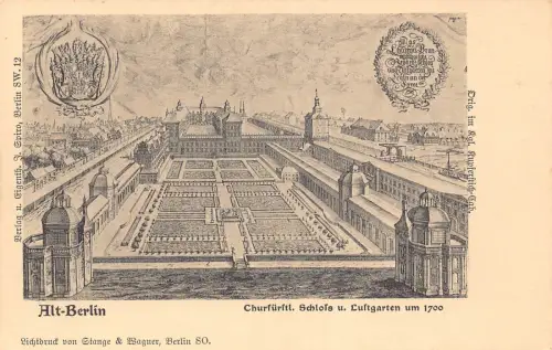 B265 Deutschland Alt Berlin Churfuerstl Schloss Lustgarten Gartenschloss Postkarte