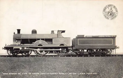 L372 Dampfzug King Edward VII Lok befördern Lizenzgebühr auf LNWR-Linie Postkarte