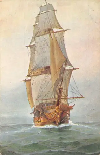 L369 Französisches Schiff Kriegsschiff Le Lion 1782 signiert Chr Rave Postkarte