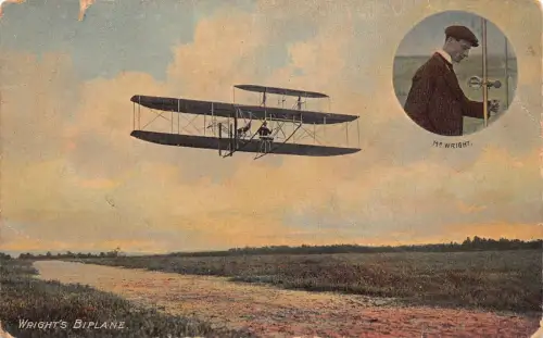 L368 Aviation Pioneer Brothers Wrights Doppeldecker Flugzeug Vintage Postkarte