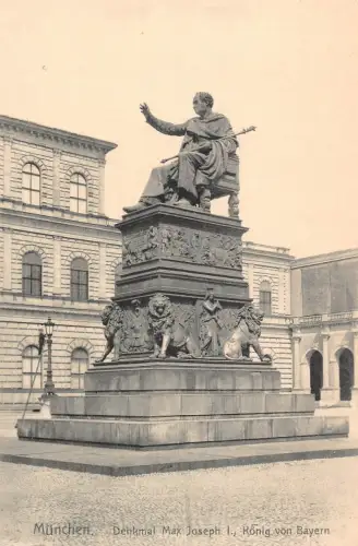 B266 Deutschland München Denkmal Max Joseph I Denkmal Vintage Postkarte