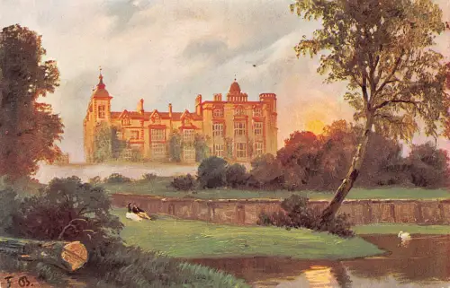 Paar ruht in der Nähe von Windsor Castle Lake Kunst von F Bayerlein Vintage Postkarte