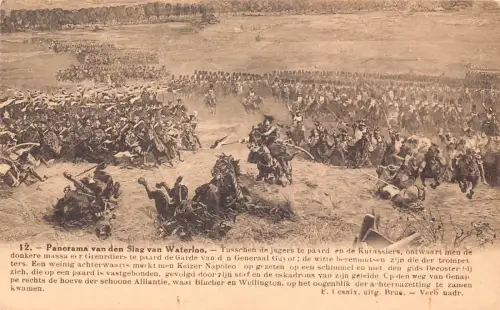 Panorama va den Slag van Waterloo Schlacht von Napoleon Bonaparte Vintage Postkarte