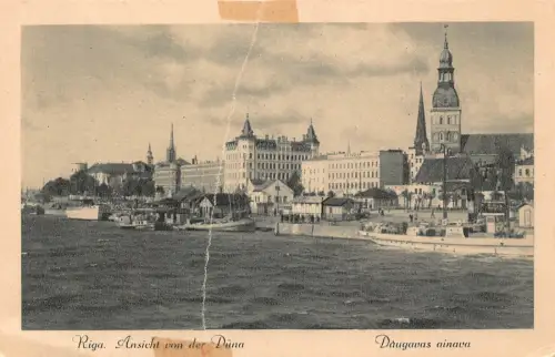 Lettland Riga Ansicht von der Duena River View Vintage Postkarte