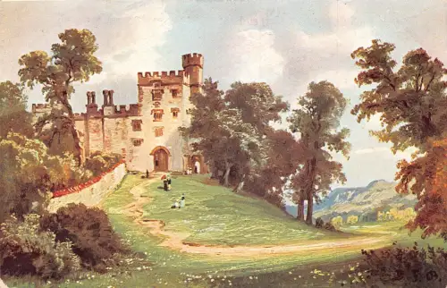 Leute auf dem Weg nach Windsor Castle Trees Kunst von F Bayerlein Vintage Postkarte