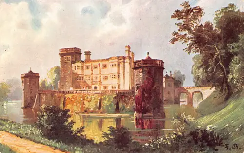 England Caverswall Castle Staffordshire Kunst von F Bayerlin Vintage Postkarte