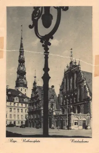 Lettland Riga Rathausplatz Ratslaukums Rathausplatz Vintage Postkarte
