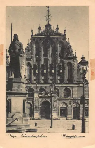 Lettland Riga Schwarzhaupterhaus Haus Melngaluju nams Vintage Postkarte