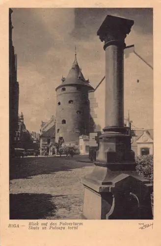 Lettland Riga Pulverturm Pulvera Torni Turm Vintage Postkarte