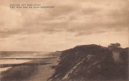 Niederlande Domburg Ziet Männer Zee en Duin Meer Strand Vintage Postkarte