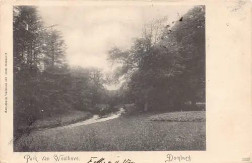 Niederlande 1902 Park van Westhove Domburg River Vintage Postkarte