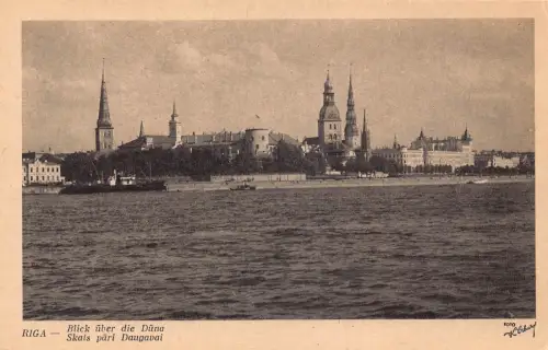 Lettland Riga Blick auf die Daugava Vintage Postkarte