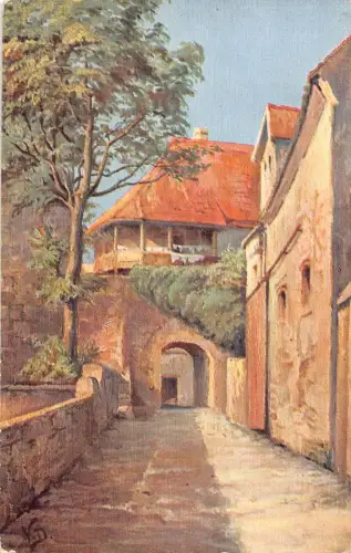 Deutschland Kunst Rothenburg o T Partie an Teufelskanzeltor Vintage Postkarte