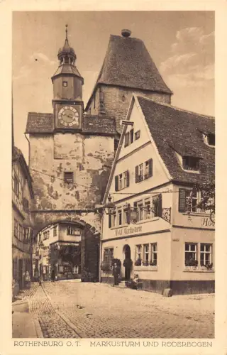 Deutschland Kunst Rothenburg o T Markusturm und Roderbogen Turm Vintage Postkarte
