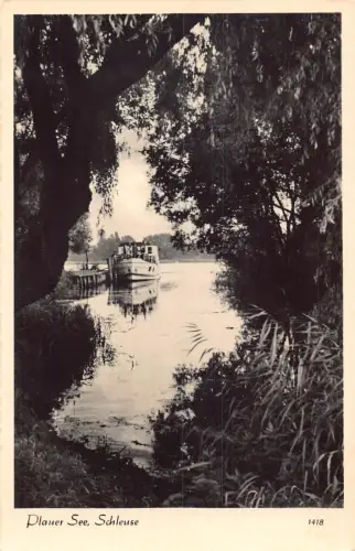 Deutschland Plauer See Schleuse Boot See Vintage Postkarte