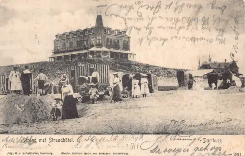 Niederlande Domburg 1903 Strand Strand Hotel Liegestühle Vintage Postkarte