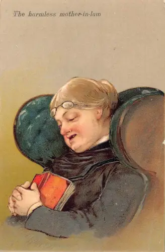 L043 Die harmlose Schwiegermutter 1904 Humor geprägte alte Postkarte