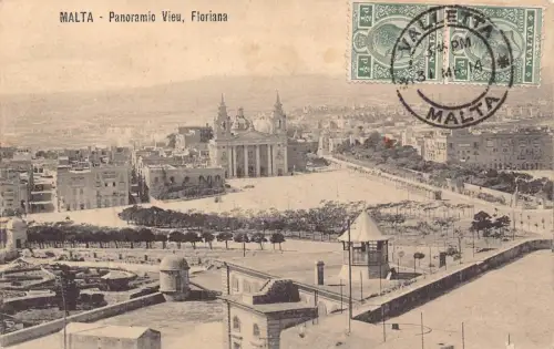 L042 Malta 1914 Floriana Panoramablick Vintage Postkarte