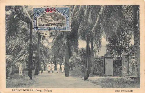 L041 Kongo Belge Leopoldville 1925 Rue Principale Vintage Postkarte