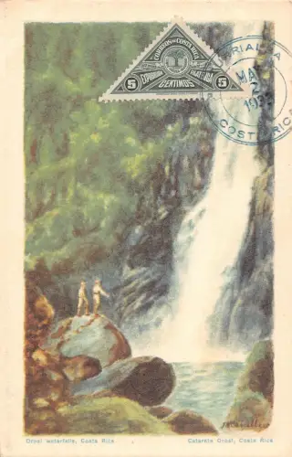 L042 Costa Rica 1933 Orosi Wasserfälle Vintage Postkarte