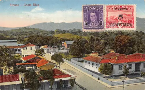 L042 Costa Rica 1929 Atenas Vintage Postkarte