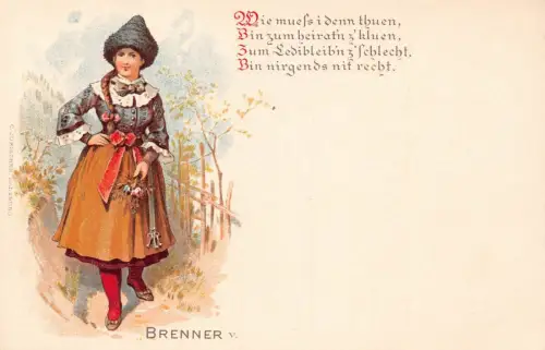 L106 Österreich Brenner Tracht Chromolitho Postkarte