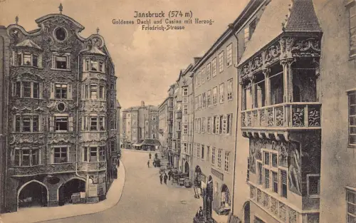 L106 Österreich Innsbruck Goldenes Dachl und Casino Vintage Postkarte