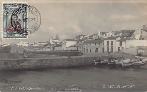 L042 Portugal Azoren S. Miguel 1927 Boote RPPC Vintage Postkarte