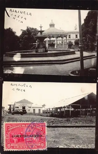 L041 Costa Rica 1932 Alajuela Cafeteria Automobile Echtfoto Vintage Postkarte