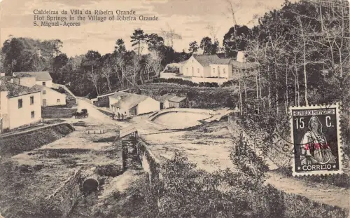 L042 Portugal Azoren S. Miguel Hot Springs Ribeira Grande Vintage Postkarte