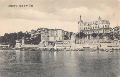 L107 Deutschland 1923 Ostseebad Sassnitz vom Meerblick Boote Postkarte