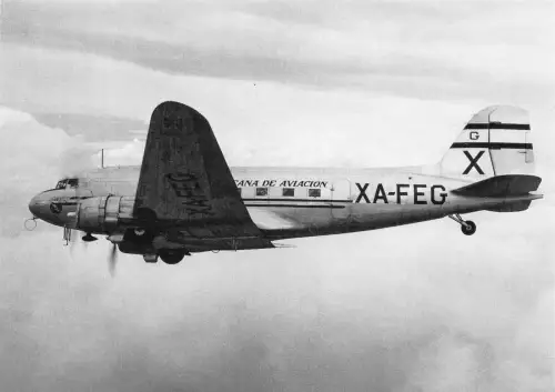 A159 Flugzeug Mexicana de Aviacion Fluggesellschaft DC-3 XA-FEG c/n 4180 in Luft Postkarte