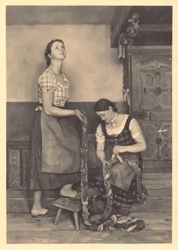 Kunst Deutsch Kunst Museum Sepp Hilz Baeuerliche Trilogie Maegde Postkarte B724