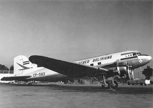 A159 Flugzeug Lloyd Aereo Boliviano Airline DC-3 CP-583 c/n 9668 Postkarte