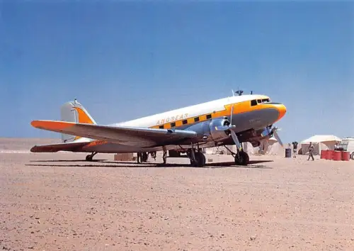 A158 Flugzeug Amoseas Airline N9896F auf der libyschen Wüste Landebahn Postkarte