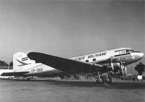 A158 Flugzeug Loyd Aereo Boliviano Airline DC-3 CP-583 c/n 9668 Postkarte