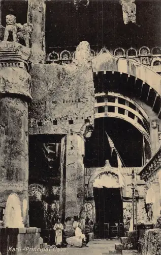 L376 Indien Karli Haupthöhle Buddhismus Vintage Postkarte