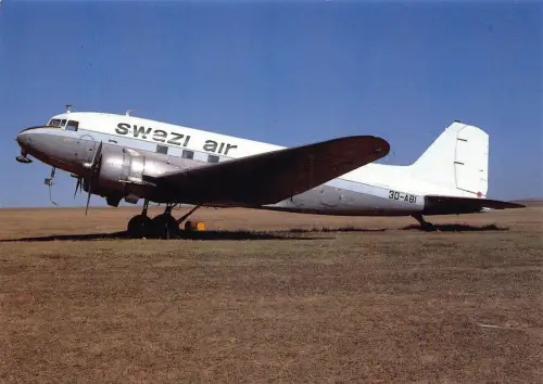 A158 Flugzeug Swazi Airline 3D-ABI am Rand Airport Südafrika Postkarte