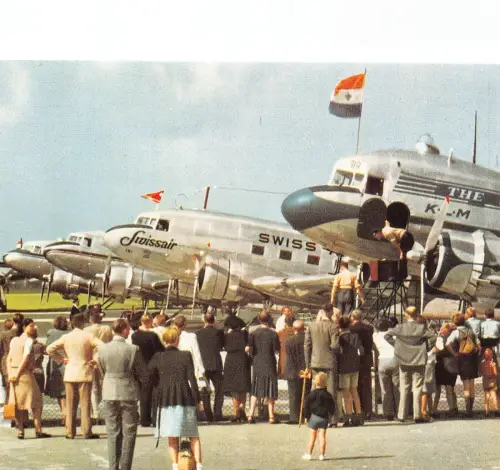 A157 Flugzeug Swissair Airline HB-IRI KLM PH-TBR Flughafen Schiophol Postkarte